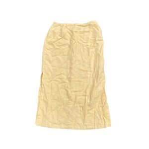 Vintage 1990's Linen Valerie Stevens Yellow Slit Maxi Skirt Size Large Summer